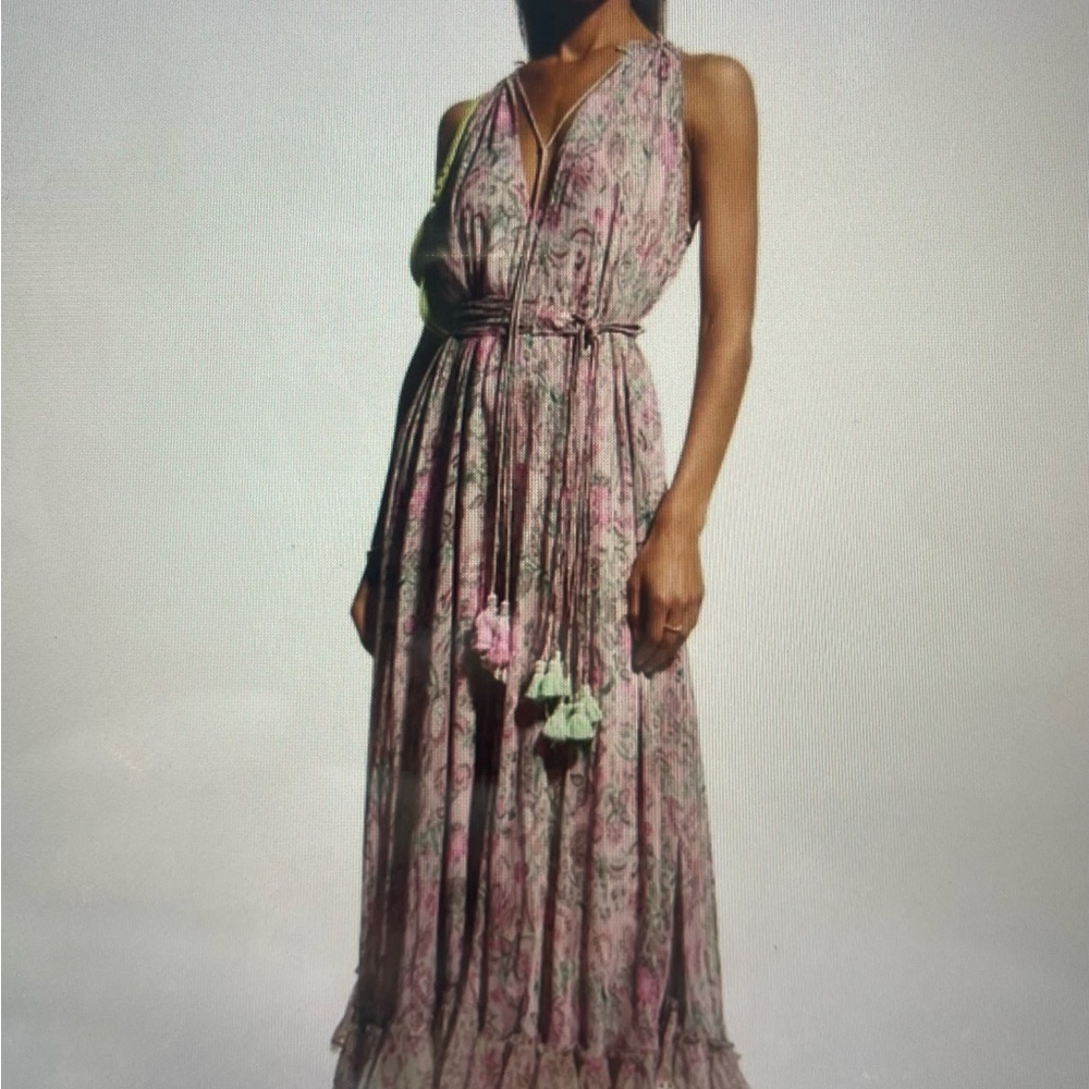 Hemant and Nandita Nora Chiffon Maxi Dress w/ Belt Size S